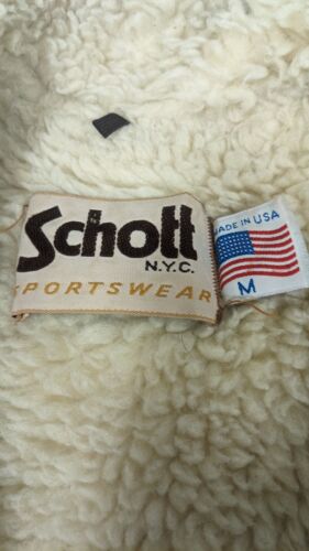 Vintage Schott NYC Coat Jacket Size Medium Brown Sherpa Lined