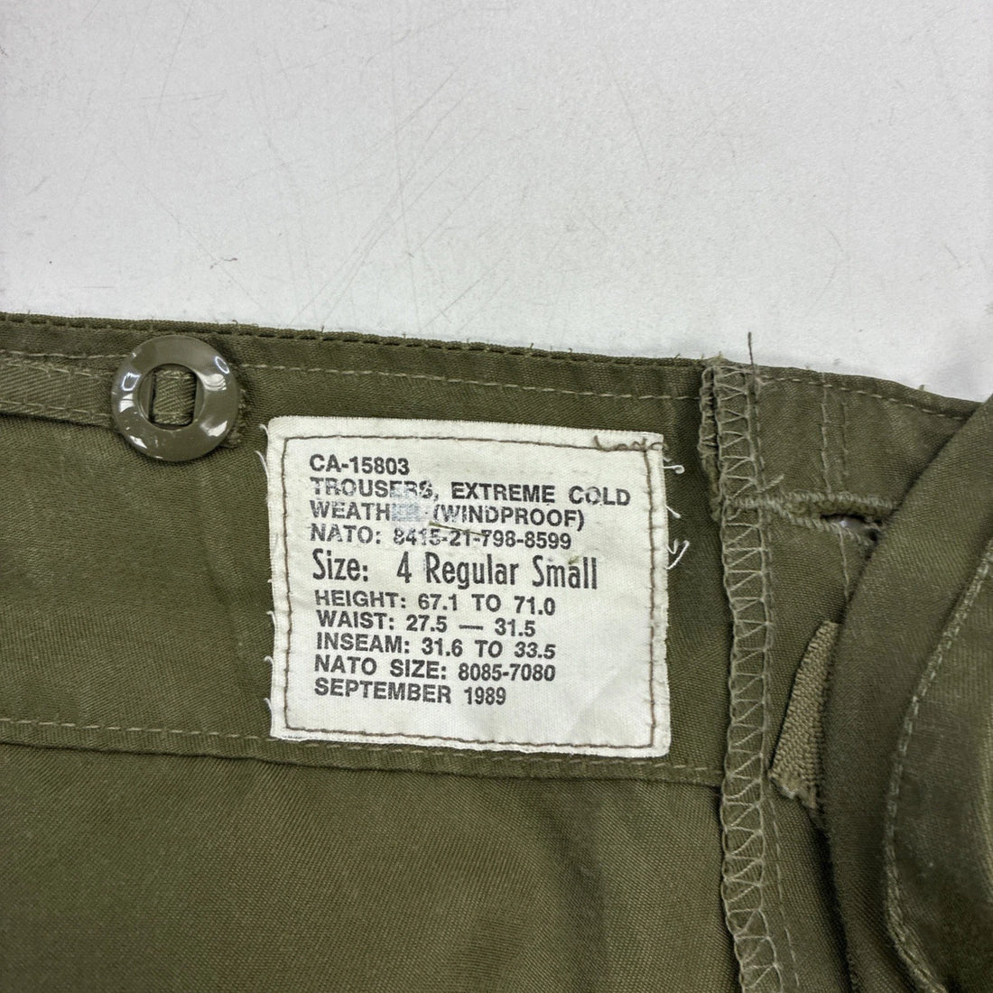 Vintage Extreme Cold Weather Windproof Military Pants Size 4 Small 1989 80s