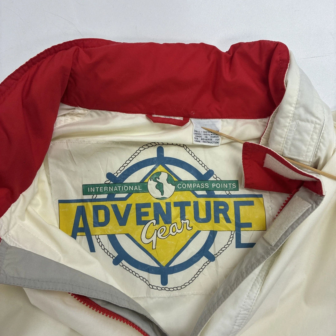 Vintage Adventure Gear Windbreaker Light Jacket Size Large Red White