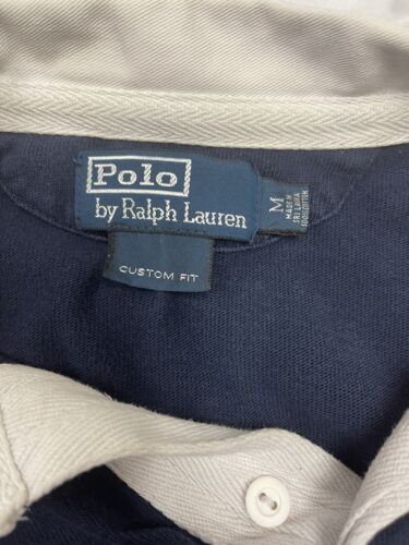 Vintage Polo Ralph Lauren Rugby Shirt Size Medium Blue Long Sleeve