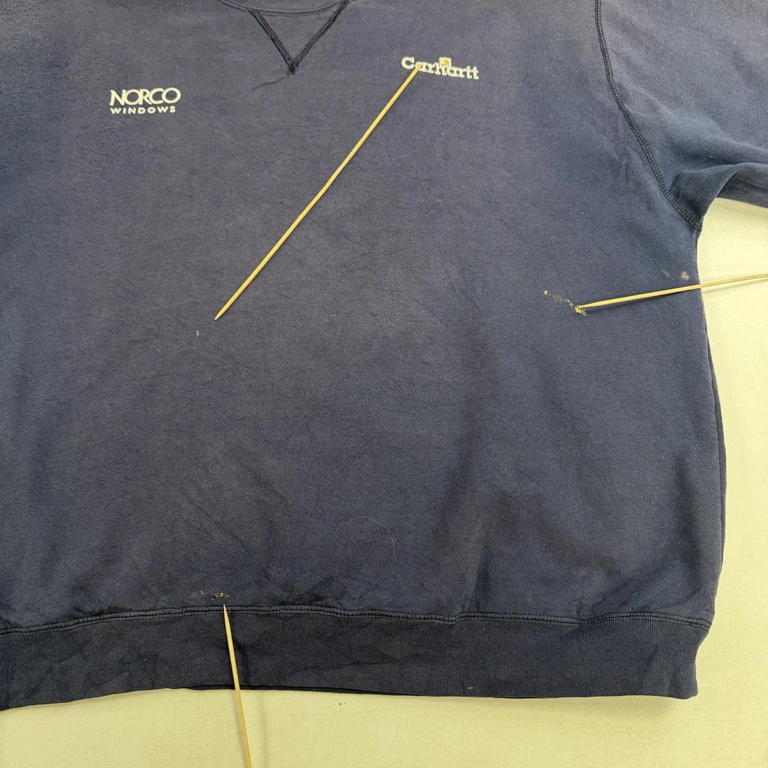 Vintage Carhartt Crewneck Sweatshirt Size 2XL Waffle Thermal Lined Blue