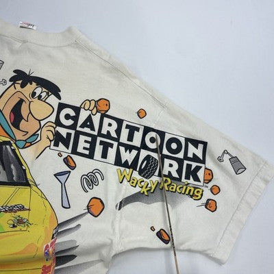Vintage Flintstones Cartoon Network Wacky Racing T-Shirt XL All Over Print 1996