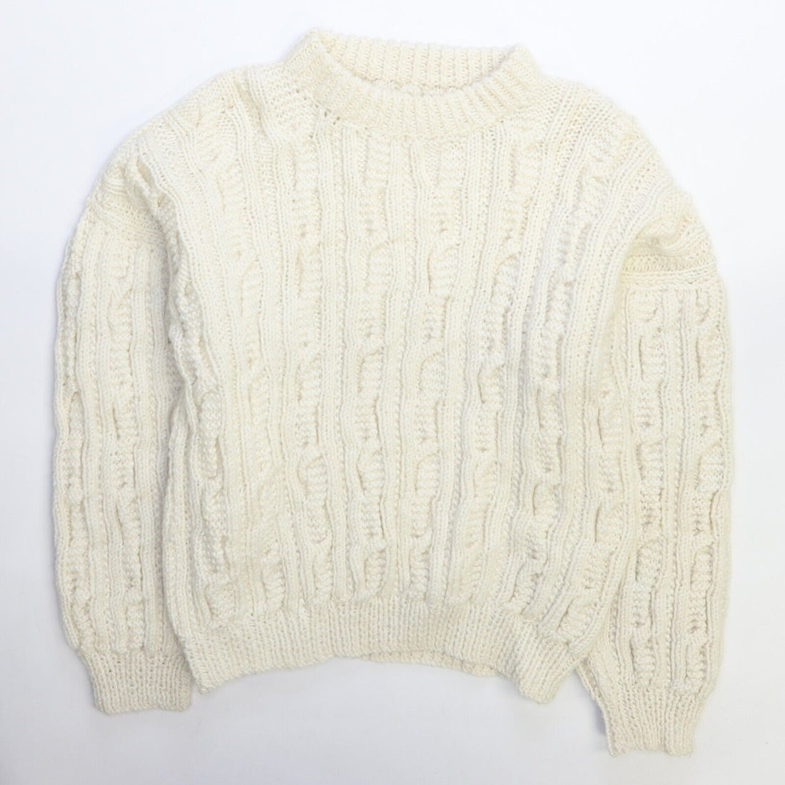 Vintage Fisherman Cable Wool Knit Crewneck Sweater Size Medium