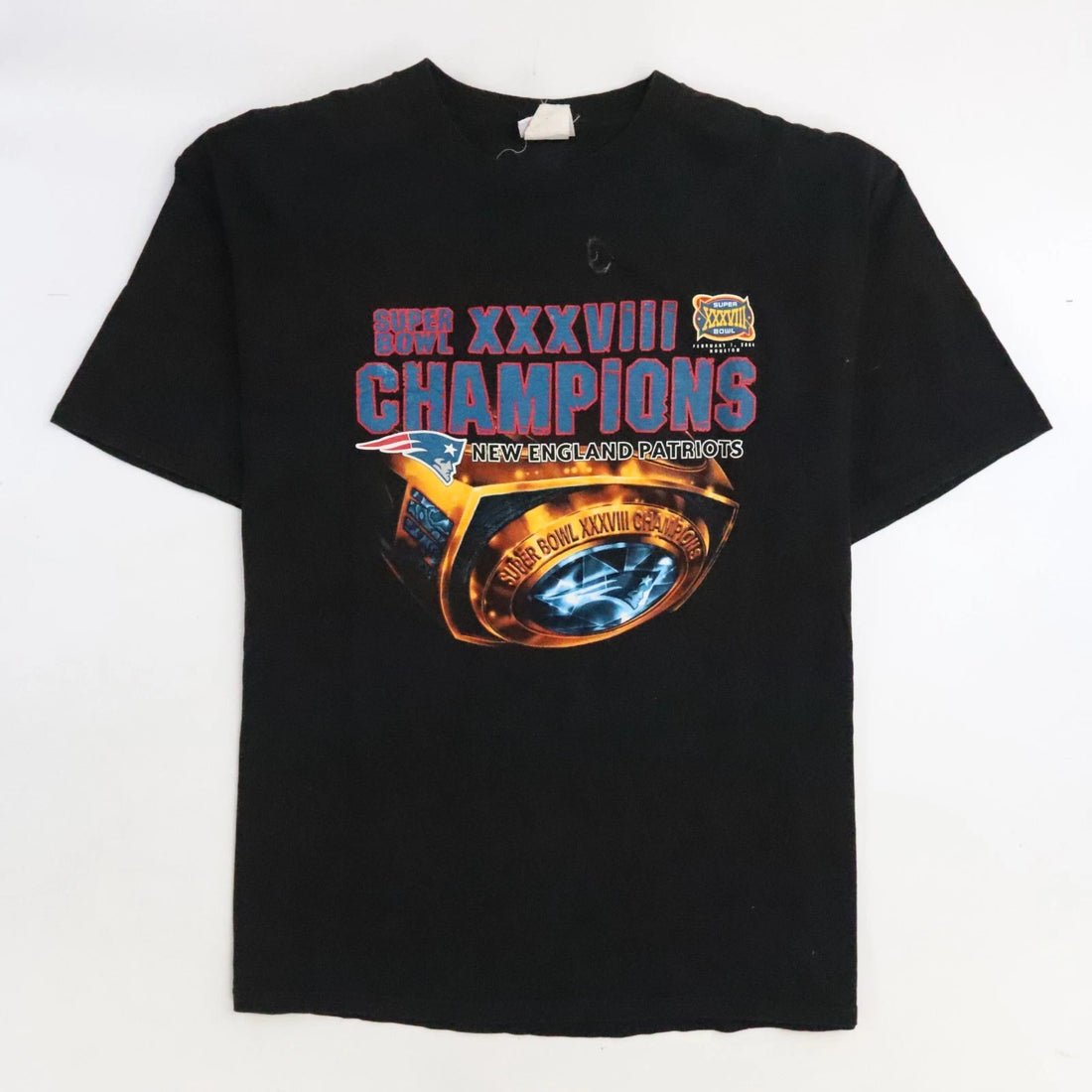 Vintage New England Patriots Super Bowl XXXVIII Champs Ring T-Shirt XL NFL