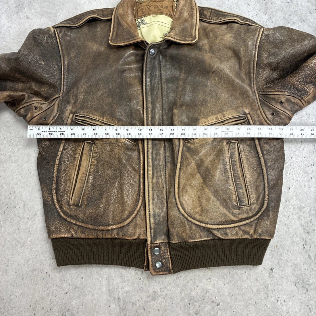 Vintage J.Riggins Leather Bomber Jacket Size Large
