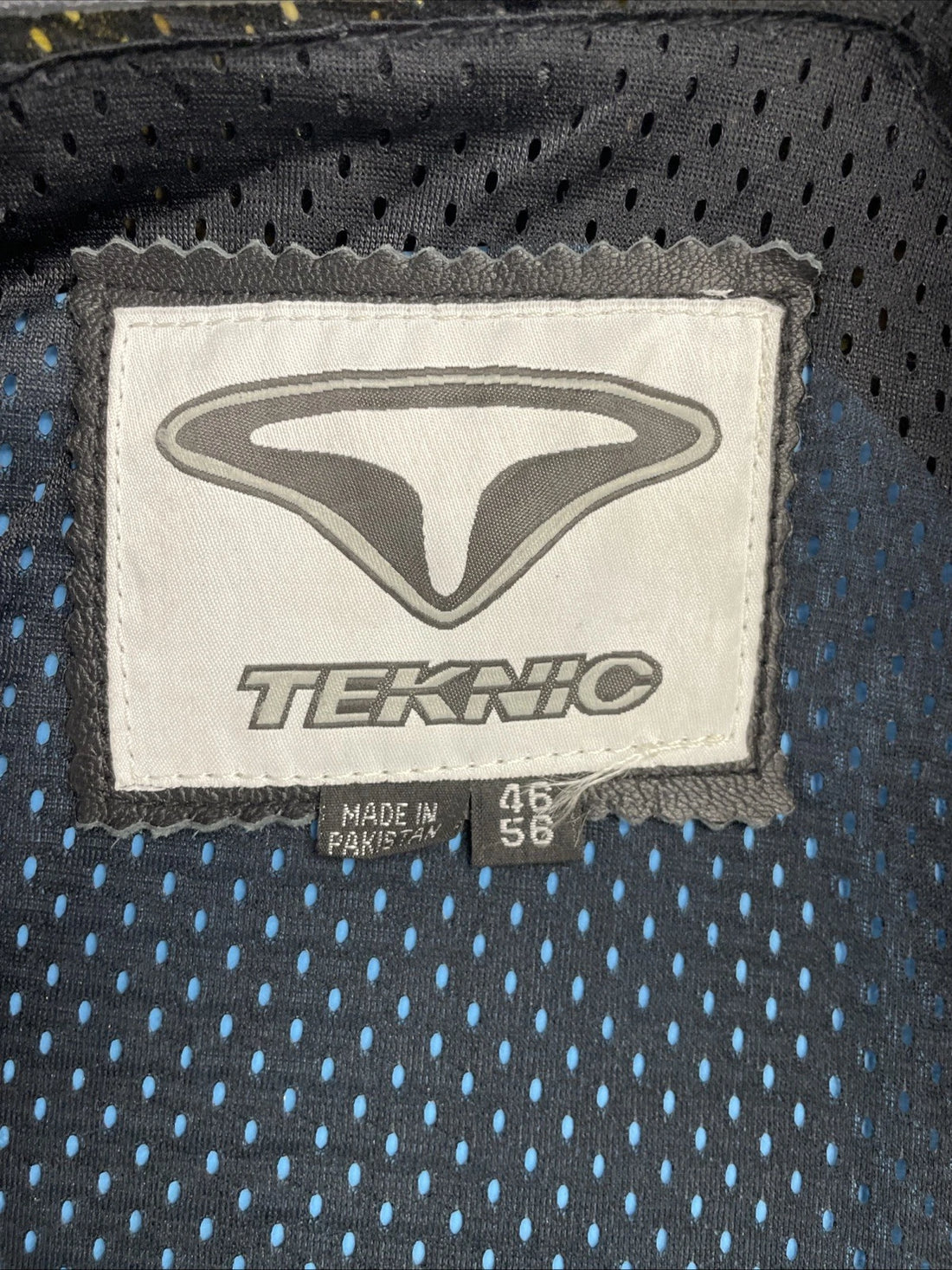 Teknic Leather Motorcycle Riding Jacket Size 46 Yellow Padded