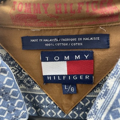 Tommy Hilfiger Button Up Shirt Size Large All Over Print