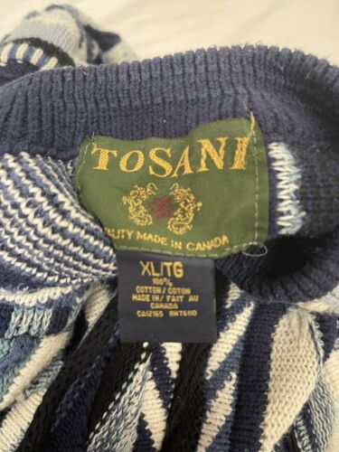 Vintage Tosani 3D Knit Crewneck Sweater Size XL Blue Coogi Style