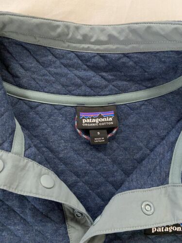 Vintage Patagonia Organic Cotton Quilt Snap T Jacket Size Small Blue