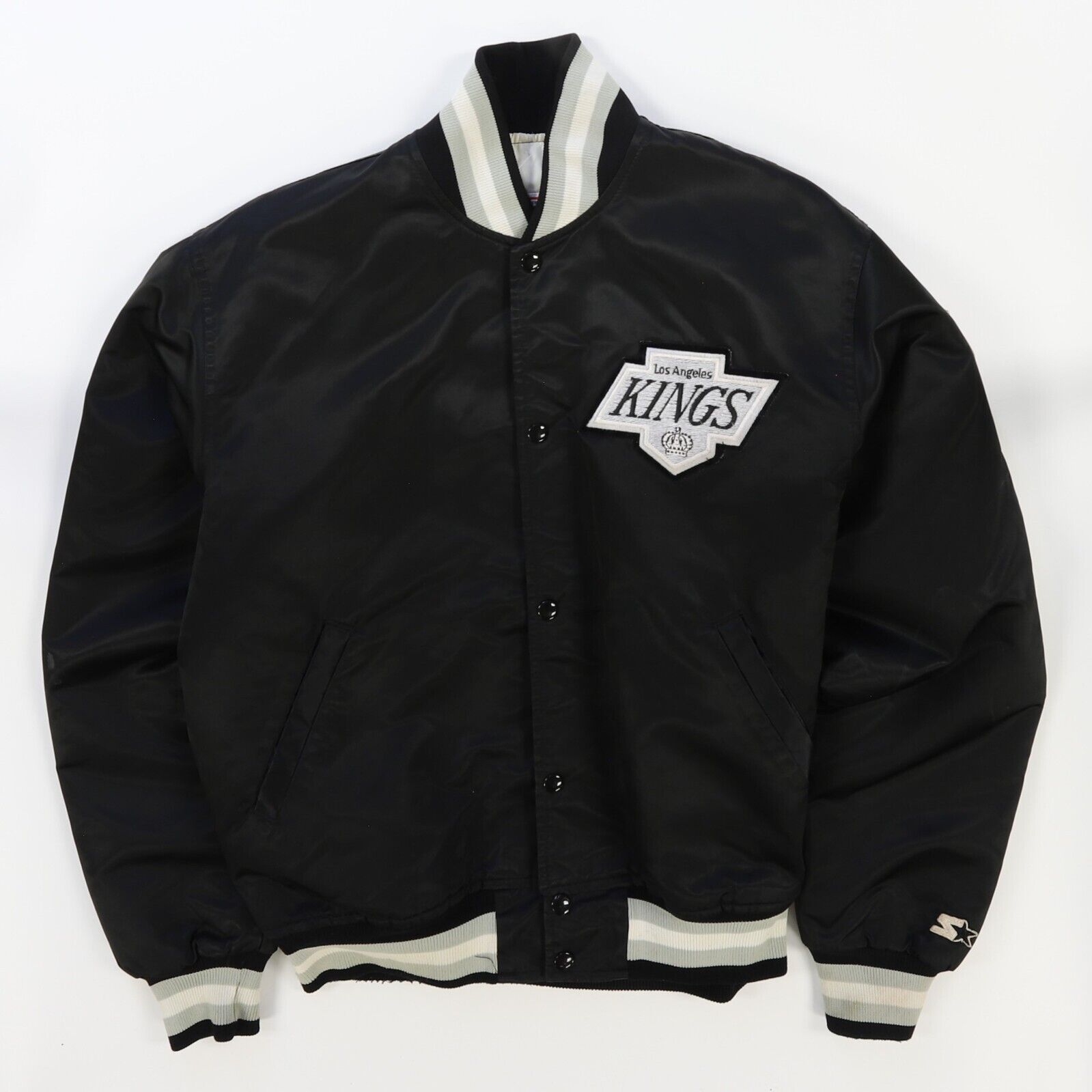 Vintage Los Angeles Kings Starter Satin Bomber Jacket Size Large NHL Throwback Vault