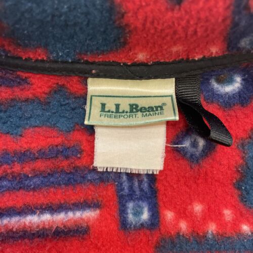 Vintage L.L. Bean Aztec Pullover Snap T Fleece Jacket Size 2XL Red