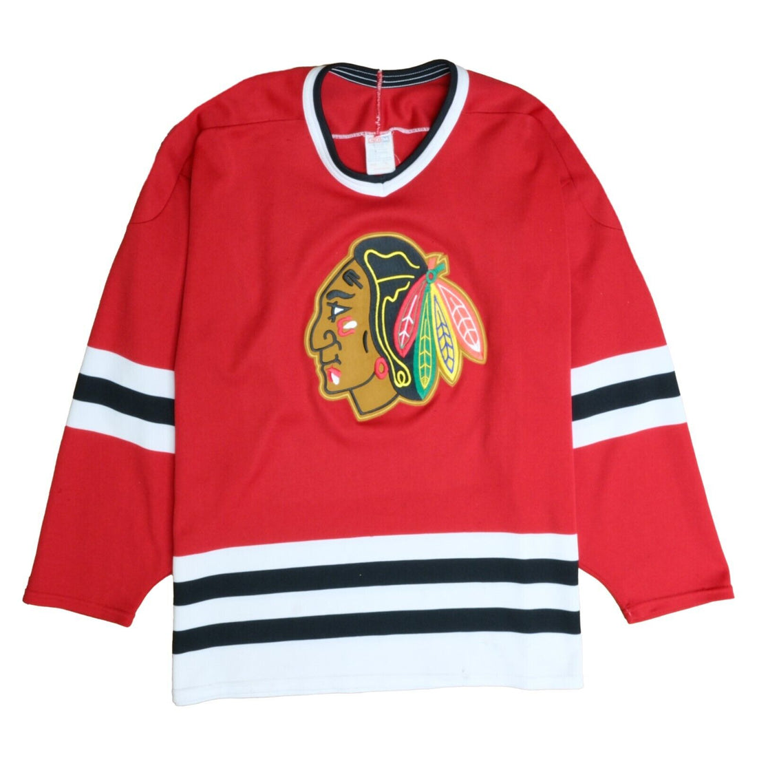 Vintage Chicago Blackhawks CCM Maska Hockey Jersey Size XL Red NHL