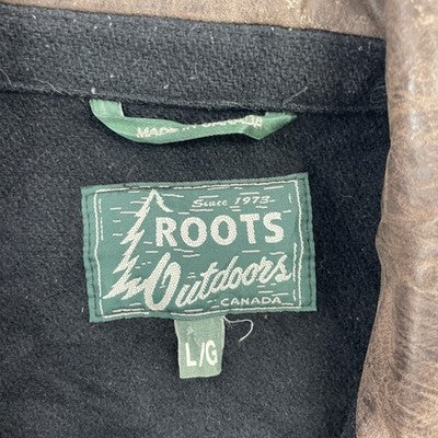 Vintage Roots Canada Wool Coat Jacket Size Large Black