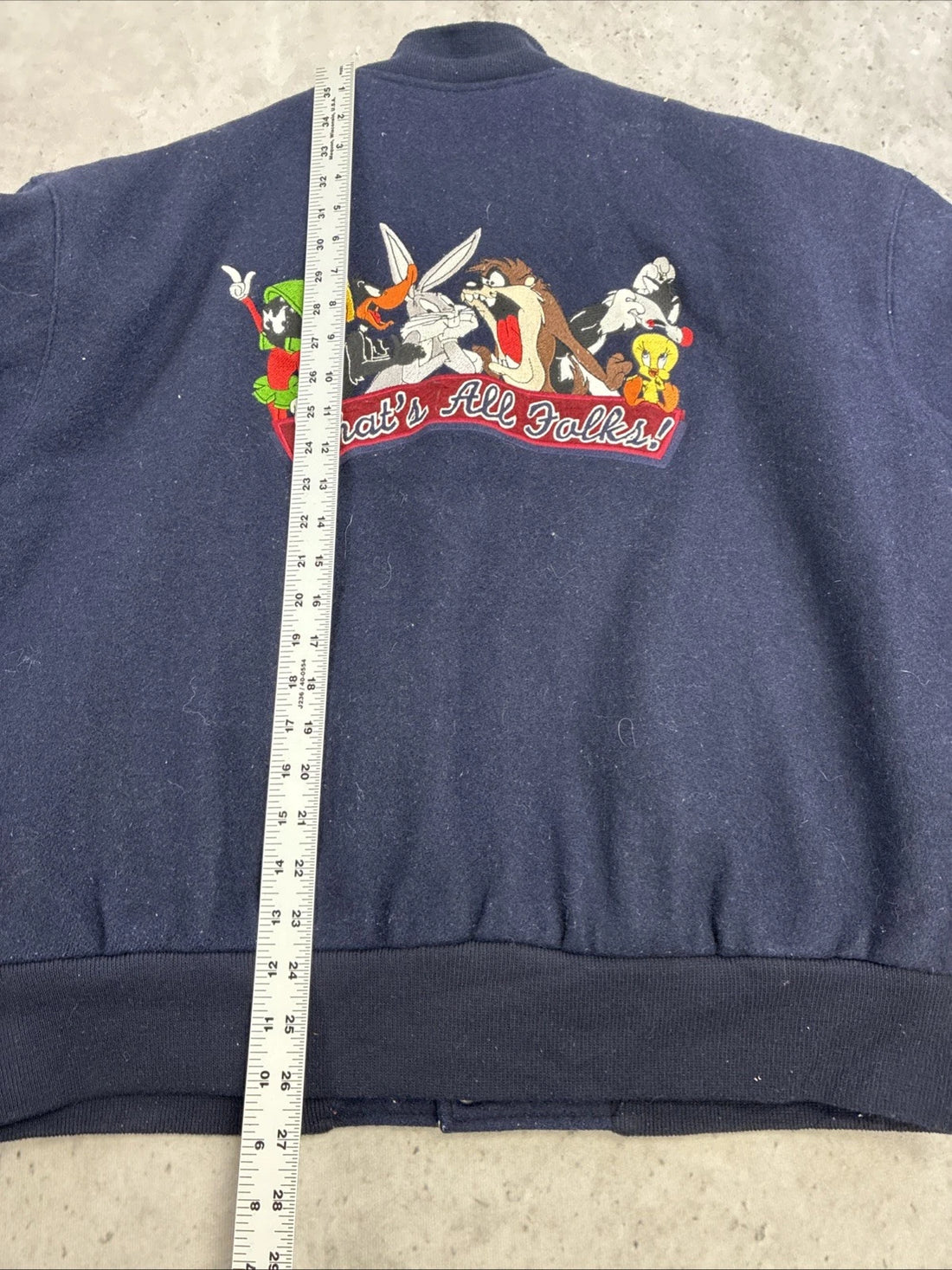 Vintage Looney Tunes Warner Bros Wool Varsity Jacket Size Medium