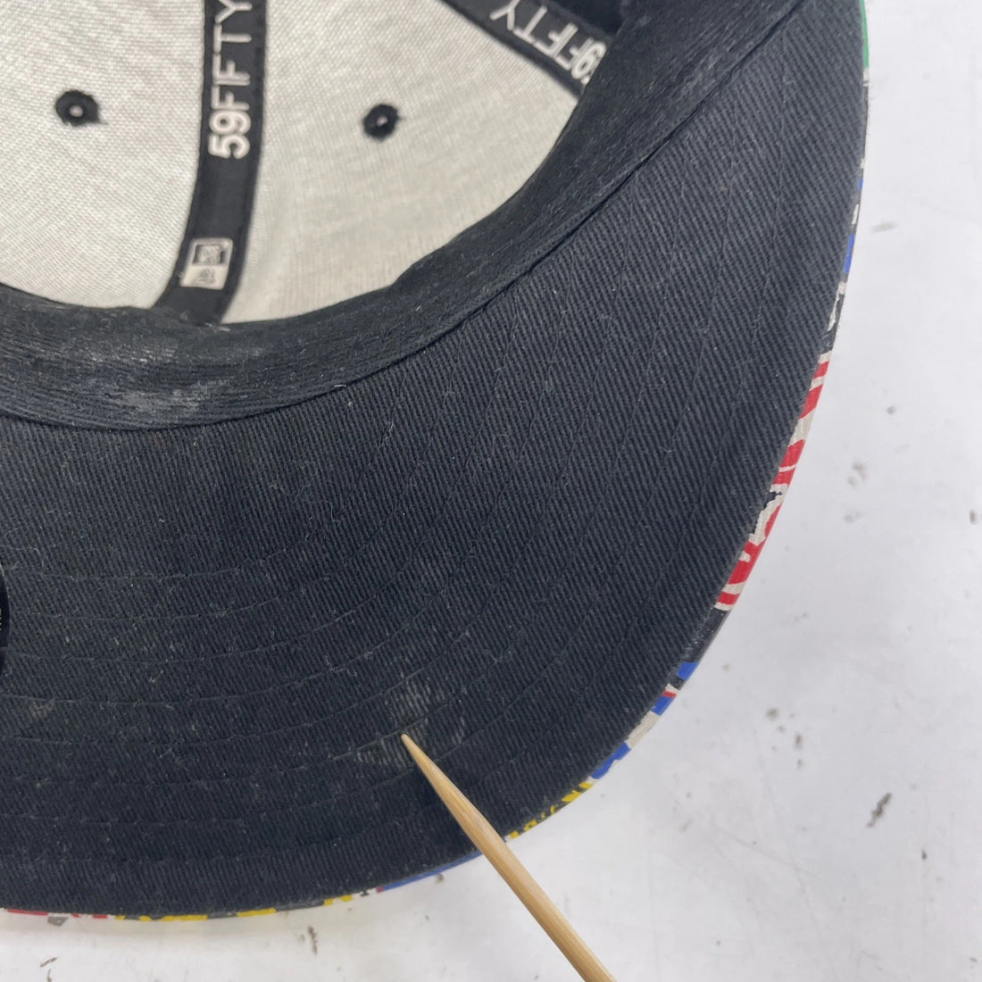 Originators Of The True Fitted Hat Cap Size 7 3/8 All Over Print Faux Leather