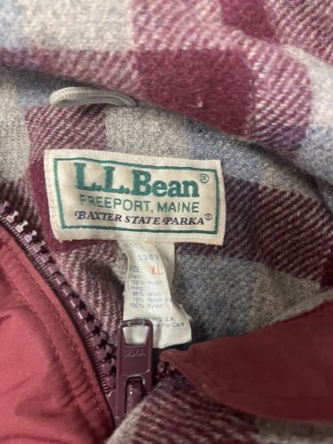 Vintage LL Bean Baxter State Parka Coat Jacket Size XL Red Wool Lined