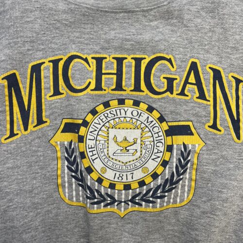 Vintage Michigan Wolverines Crest Crewneck Sweatshirt Size Large 90s NCAA