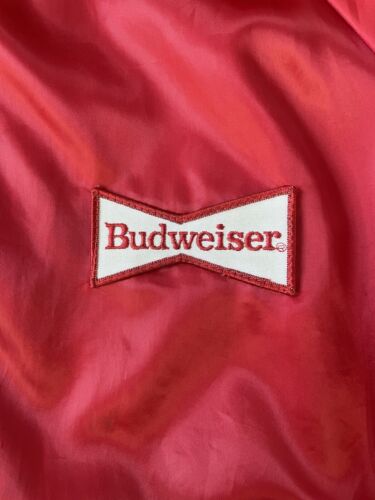 Vintage Budweiser Satin Bomber Jacket Size XL Beer Promo