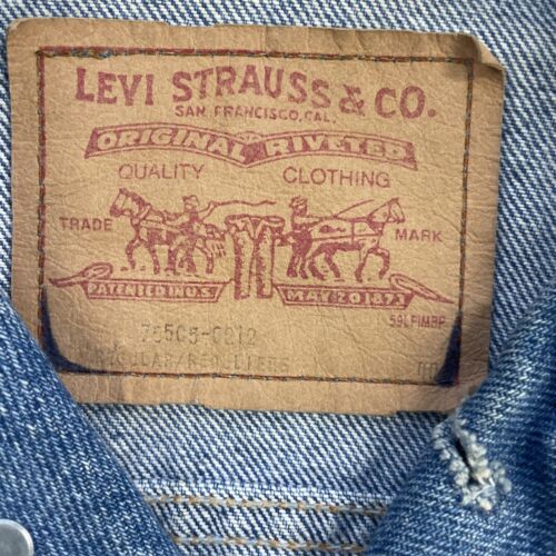 Vintage Levi Strauss & Co Denim Trucker Jacket Size 40 Orange Tab