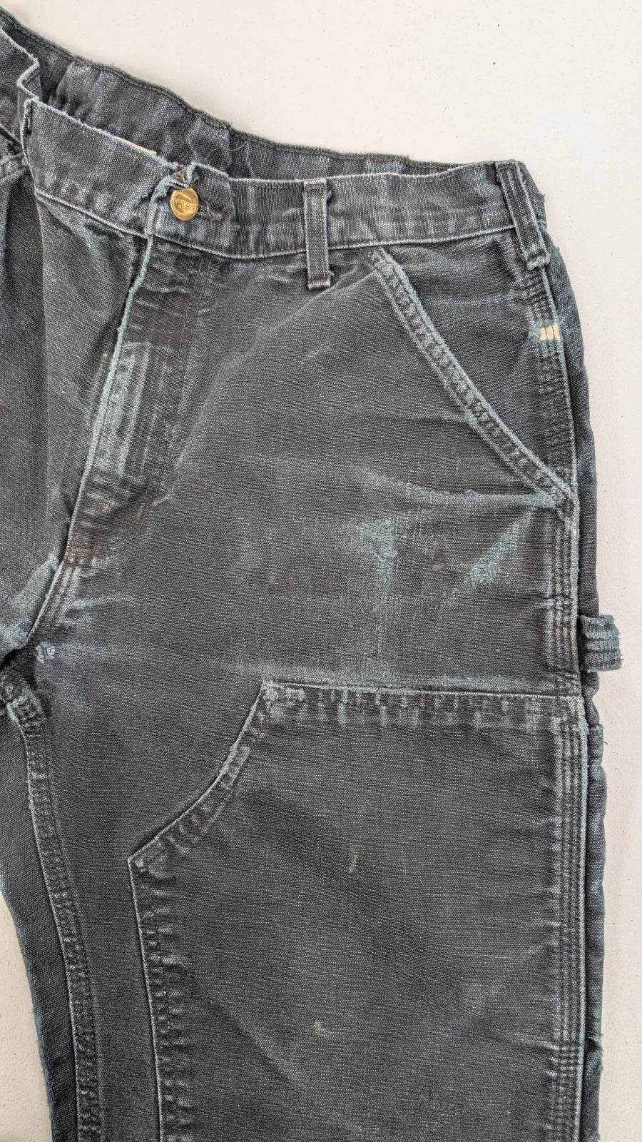 Carhartt Canvas Carpenter Double Knee Work Pants 32 X 30 Distressed B01 BLK