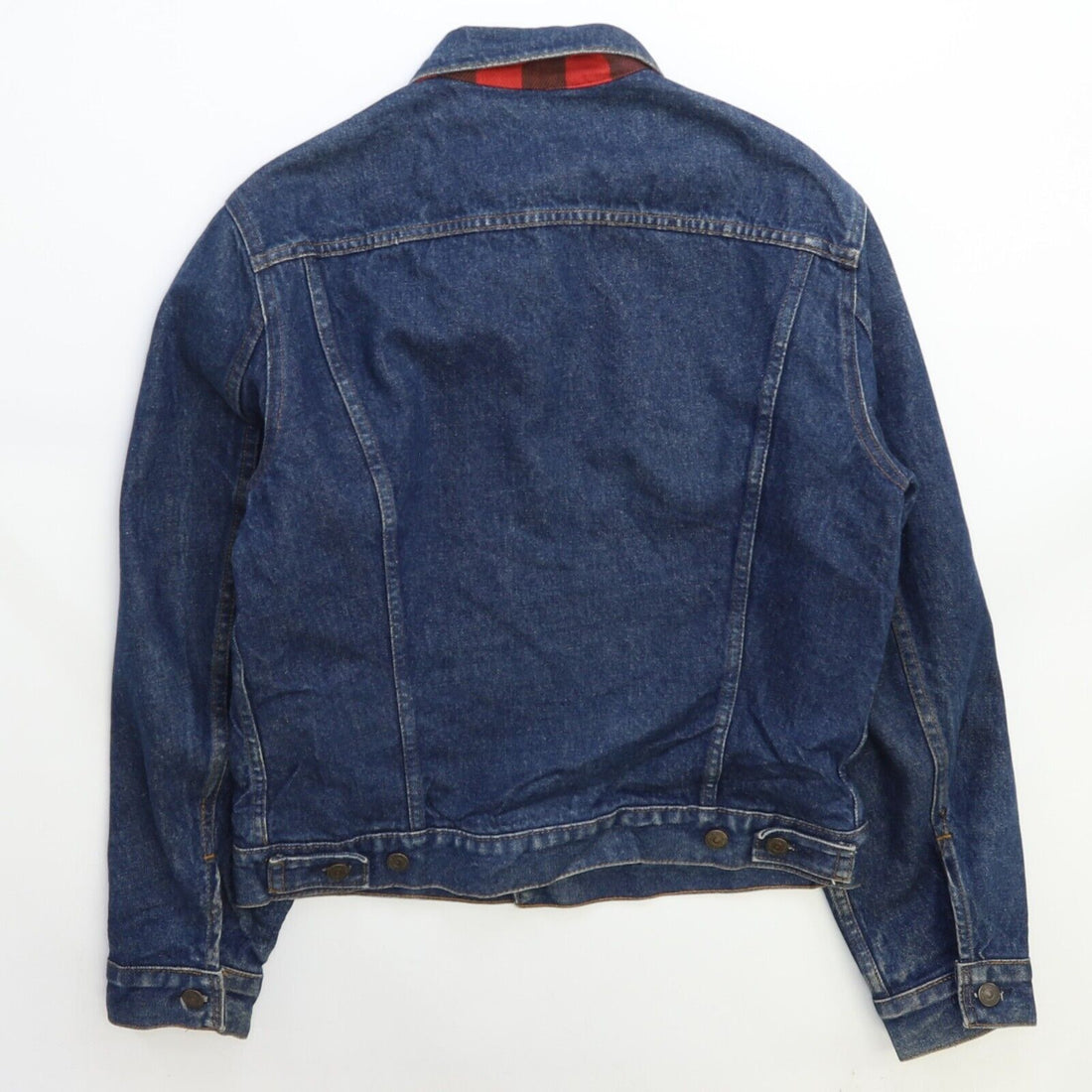 Vintage Levi's Denim Tucker Jacket Size 40R Buffalo Plaid Lined 70411-0816