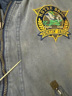 Vintage Notre Dame Fighting Irish Nutmeg Campri Bomber Jacket Size XL 90s NCAA