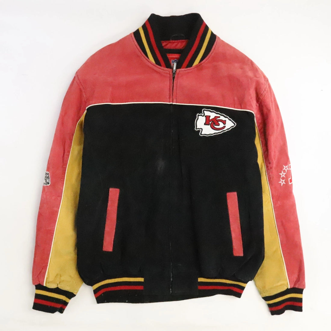 Kansas City Chiefs Leather Suede Varsity Jacket Size Large NFL
