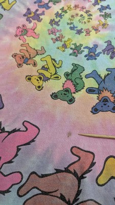 Vintage Grateful Dead Bears Liquid Blue Tie Dye T-Shirt Large Band 1989 80s