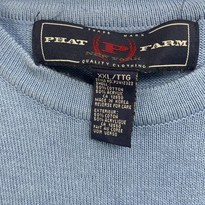 Vintage Phat Farm Crewneck Sweater Size 2XL Blue Y2K