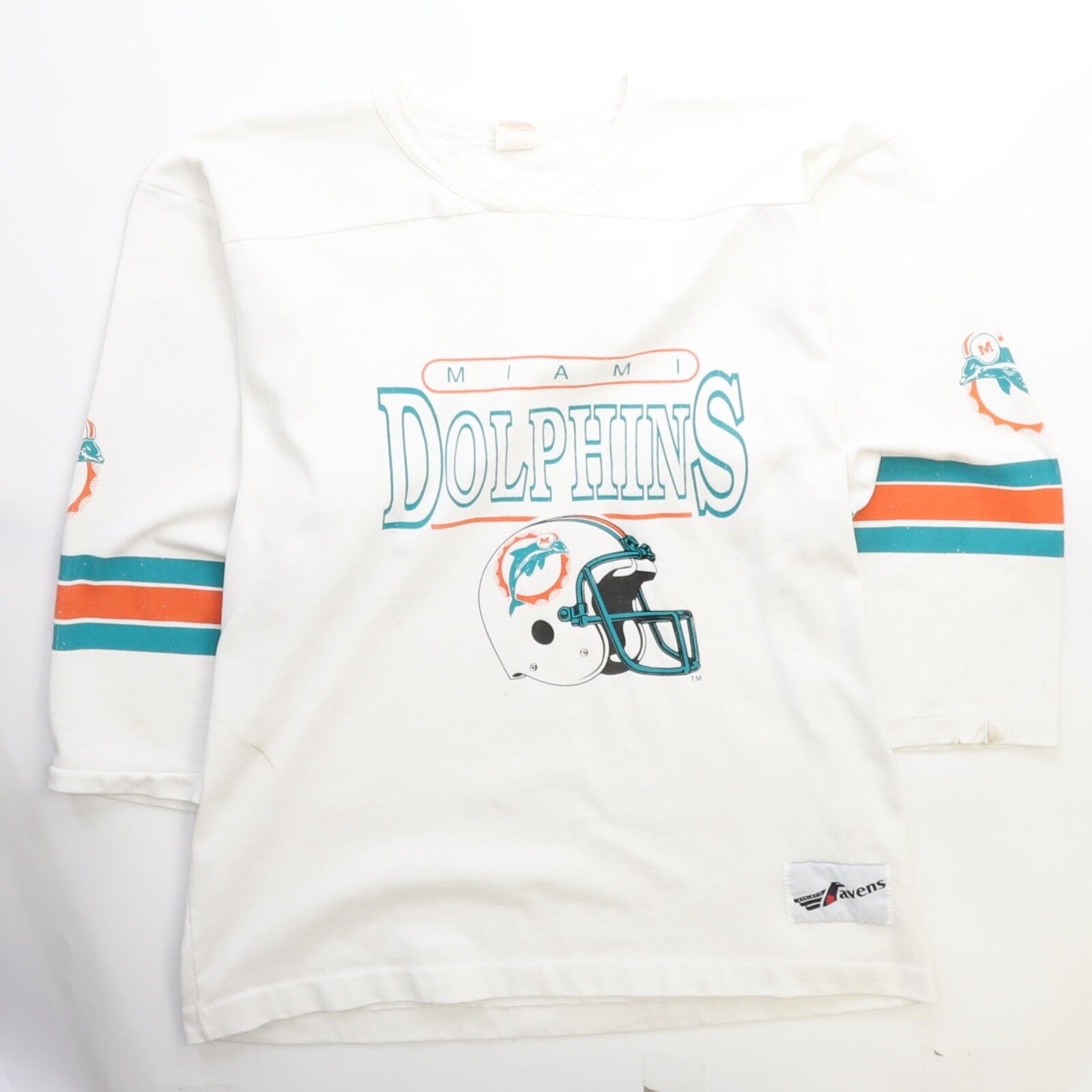 Vintage Miami Dolphins Raglan Shirt Size 2XL 90s NFL Throwback Vault