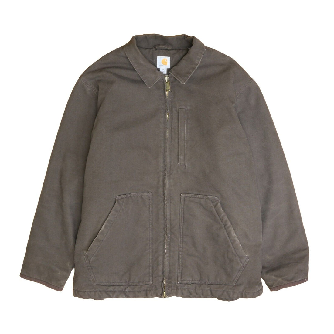 Vintage Carhartt Canvas Work Ridge Jacket Size XL Brown Sherpa Lined