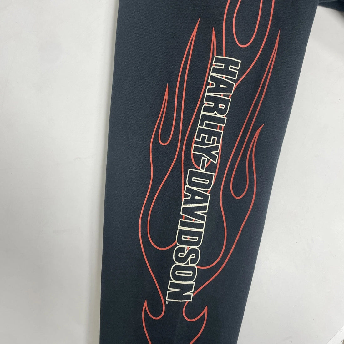 Harley Davidson Motorcycles Full Zip Sweatshirt Hoodie Size Large Flame Sleeve