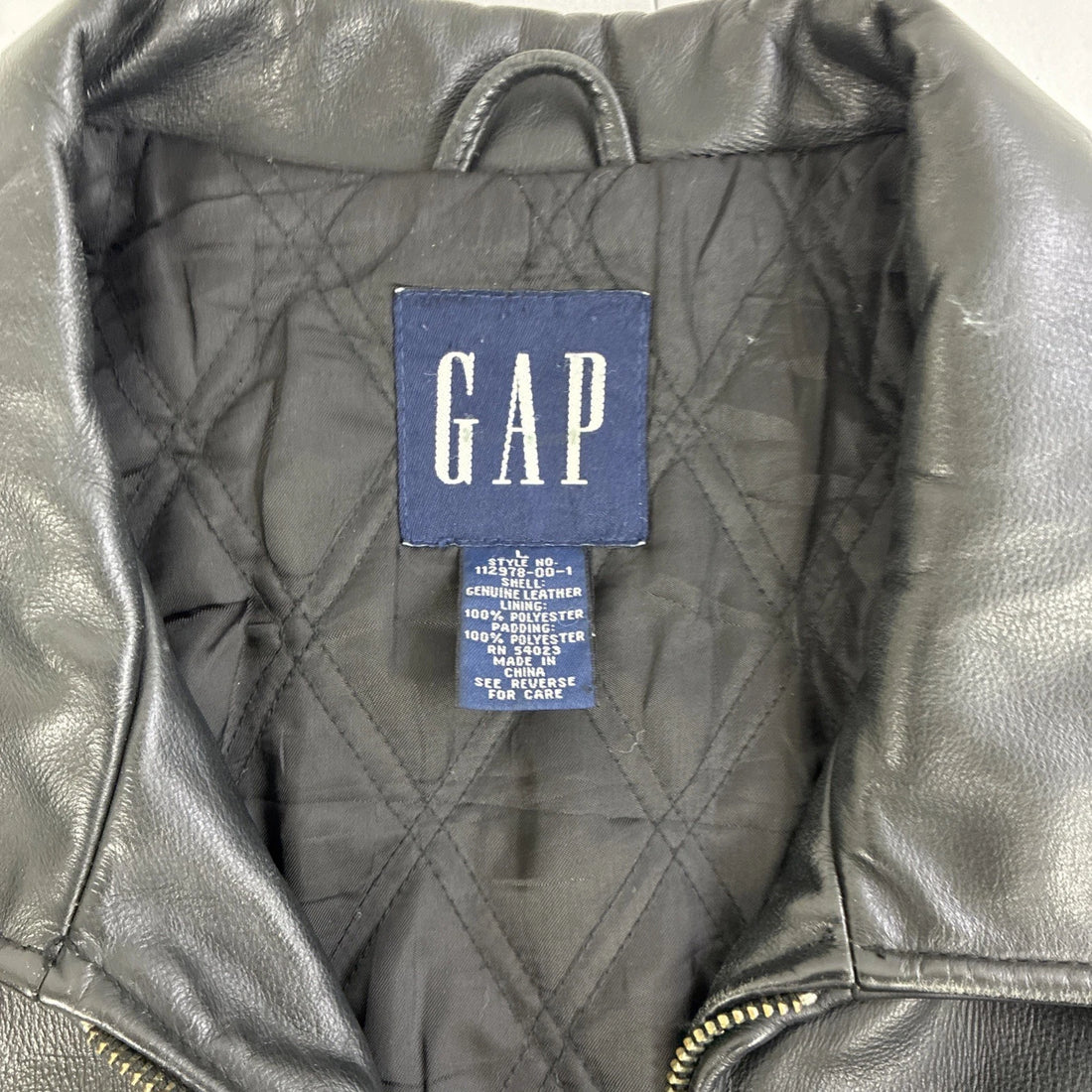 Vintage Gap Leather Coat Jacket Size Large Black