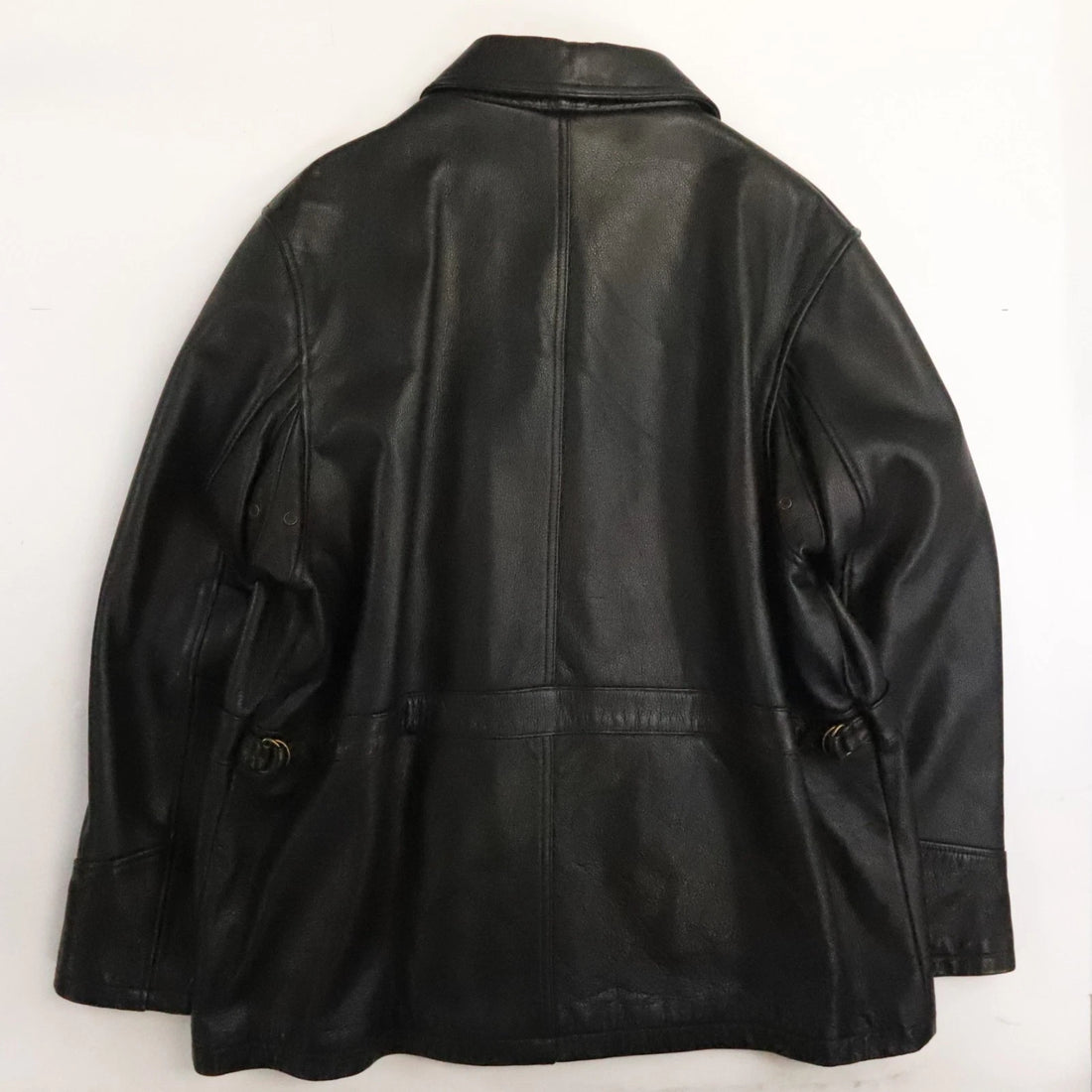 Vintage Tommy Hilfiger Leather Coat Jacket Size Large Black