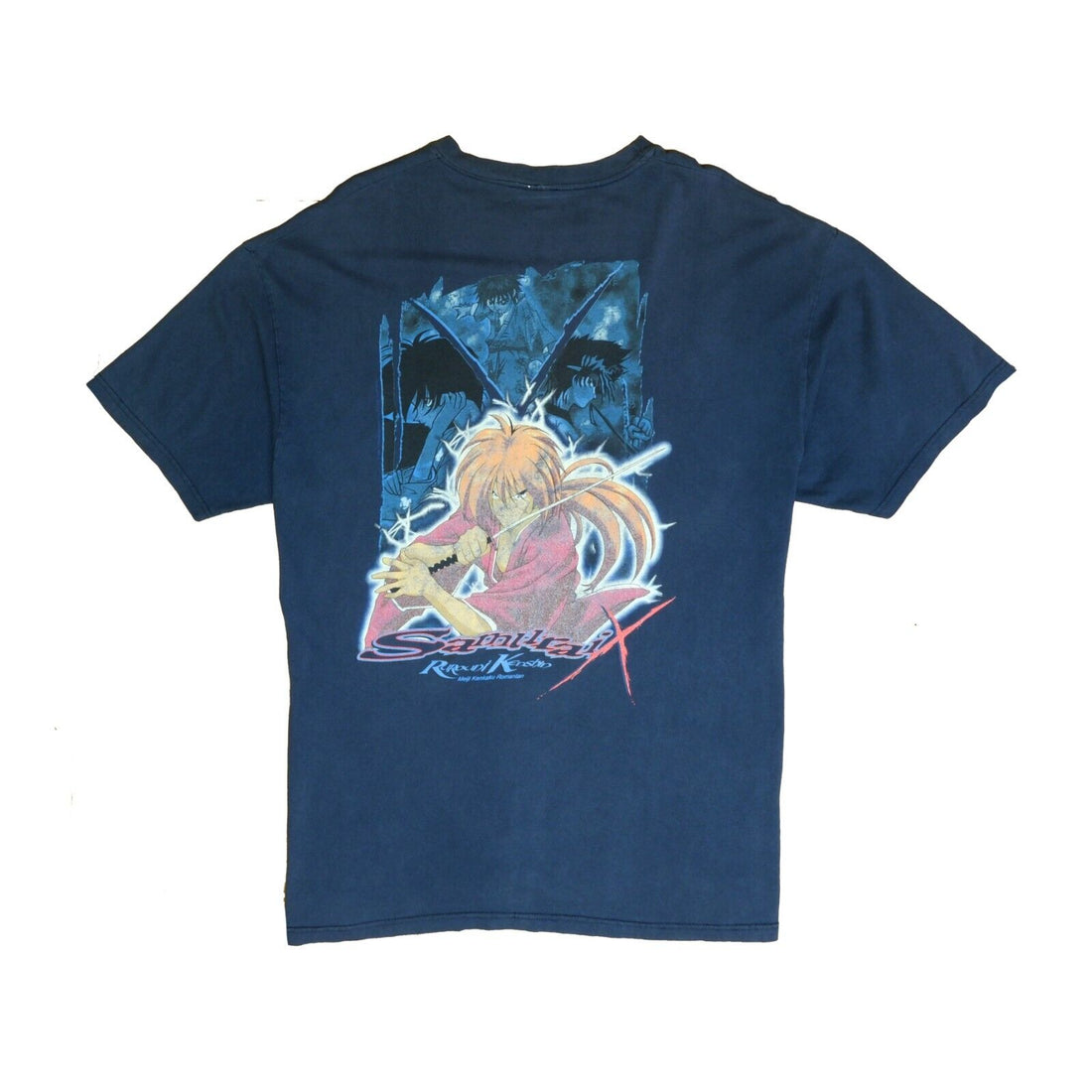 Vintage Samurai X Rurouni Kenshin ODM T-Shirt Size XL Blue Anime Manga