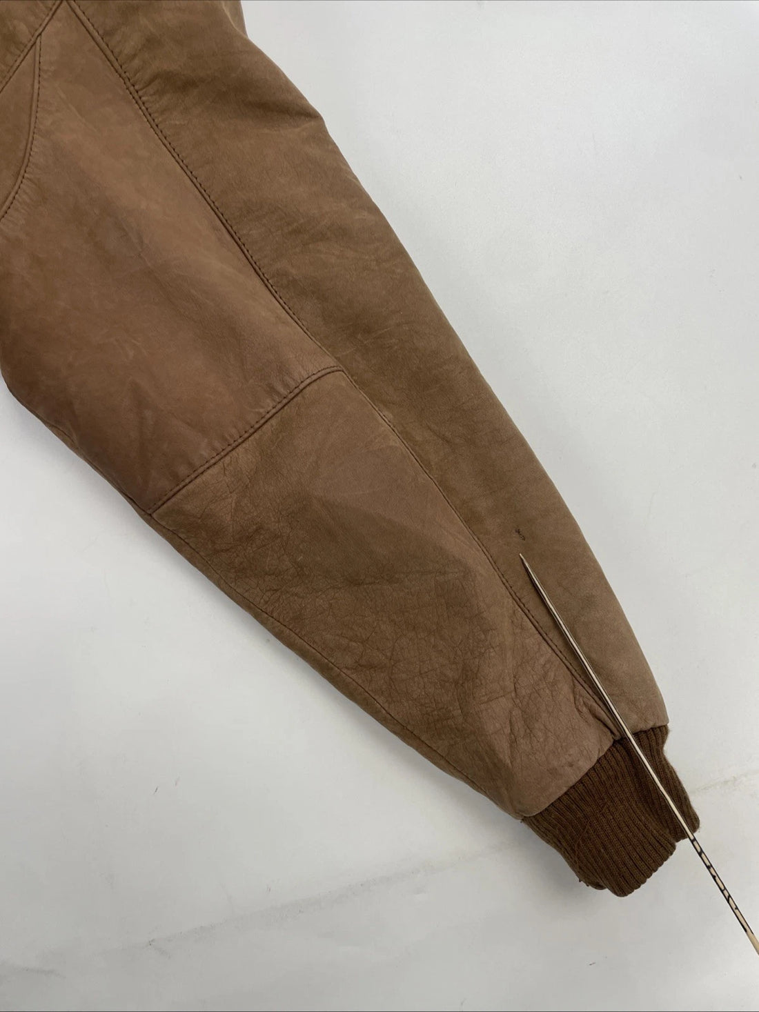 Vintage Mixed Blues Leather Bomber Jacket Size Medium Brown