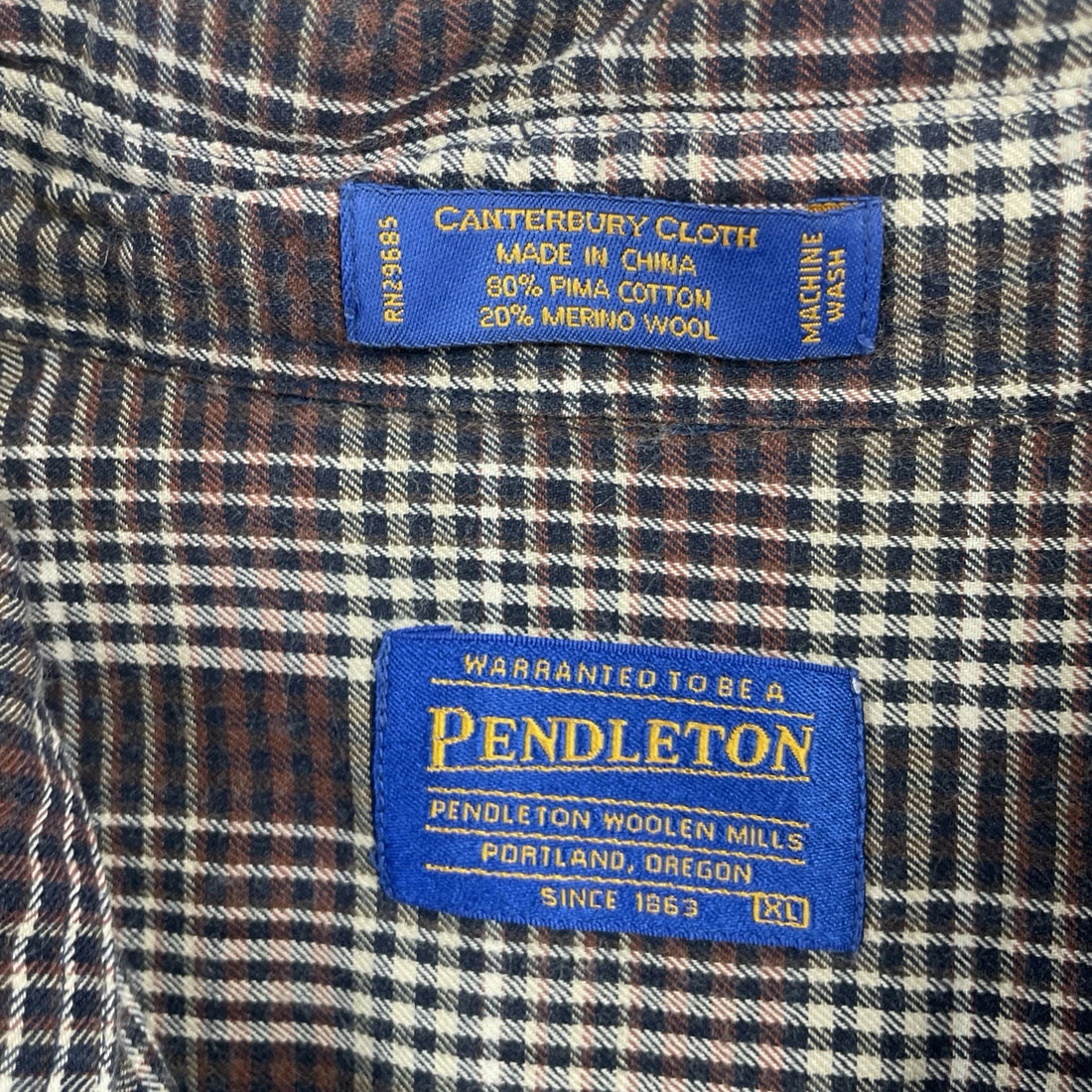 Vintage Pendleton Canterbury Cloth Button Up Shirt Size XL