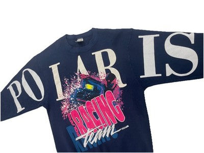 Vintage Polaris Snowmobile Racing Crewneck Sweatshirt Size Medium Spell Out