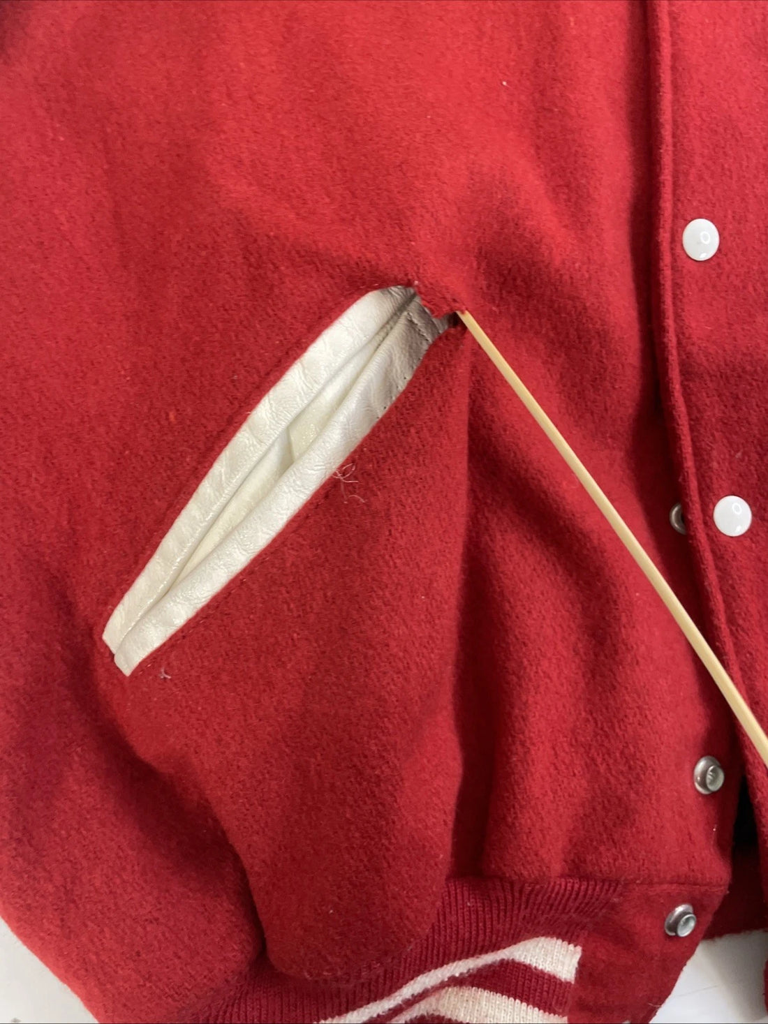 Vintage St. Stephens Leather Wool Varsity Letterman Jacket Size 46 Red 90s