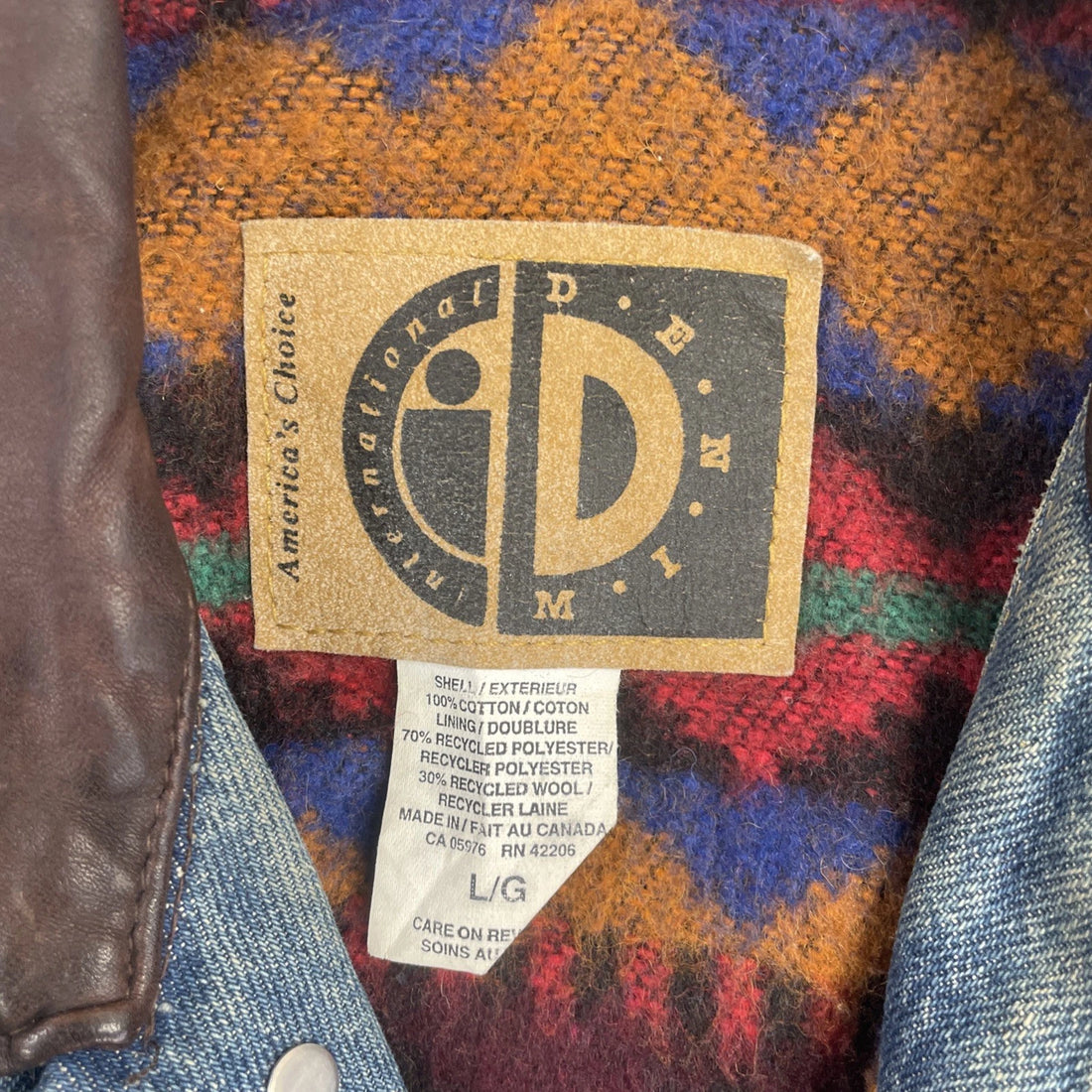 Vintage IBM International Denim Trucker Jacket Size Large Blanket Lined