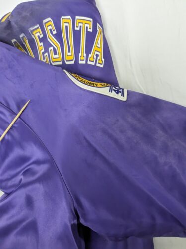 Vintage Minnesota Vikings Chalk Line Satin Bomber Jacket Size 2XL Purple NFL