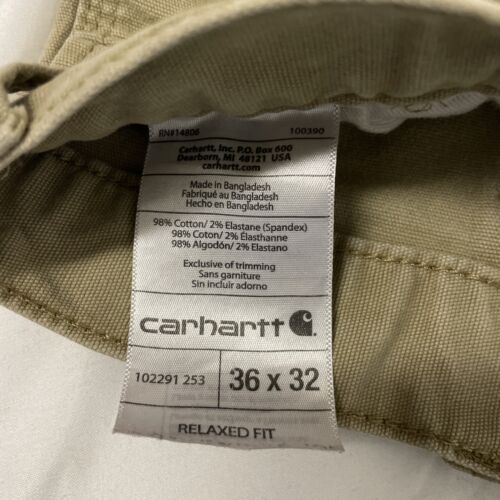 Carhartt Cargo Work Pants Size 36 X 32 Beige