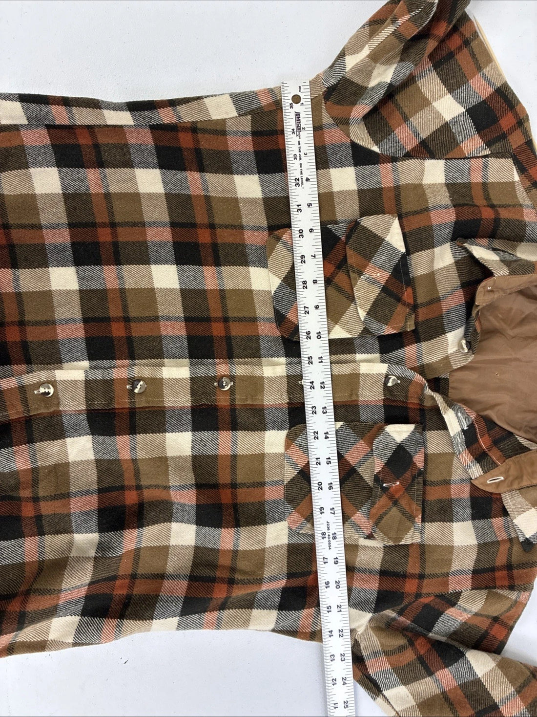 Vintage Button Up Shirt Size Large Plaid Brown