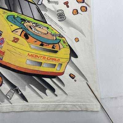 Vintage Flintstones Cartoon Network Wacky Racing T-Shirt XL All Over Print 1996