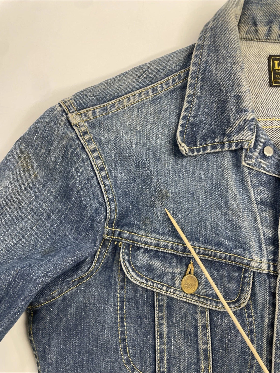 Vintage Lee Sanforized Denim Jacket Small PATD-153438 Montreal Canada Patch 70s