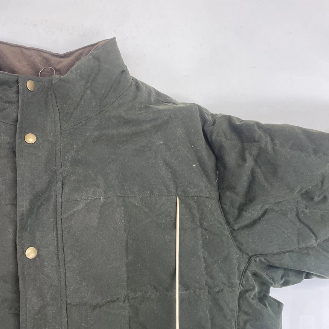 L.L. Bean Waxed Quilted Puffer Jacket Size Large Green Insulated