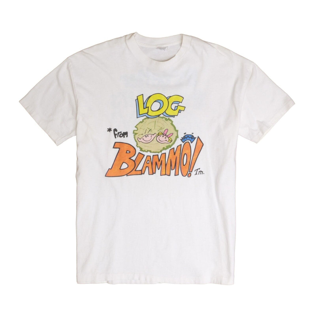 Vintage Ren And Stimpy Log From Blammo T-Shirt Size Large Cartoon TV Promo 90s