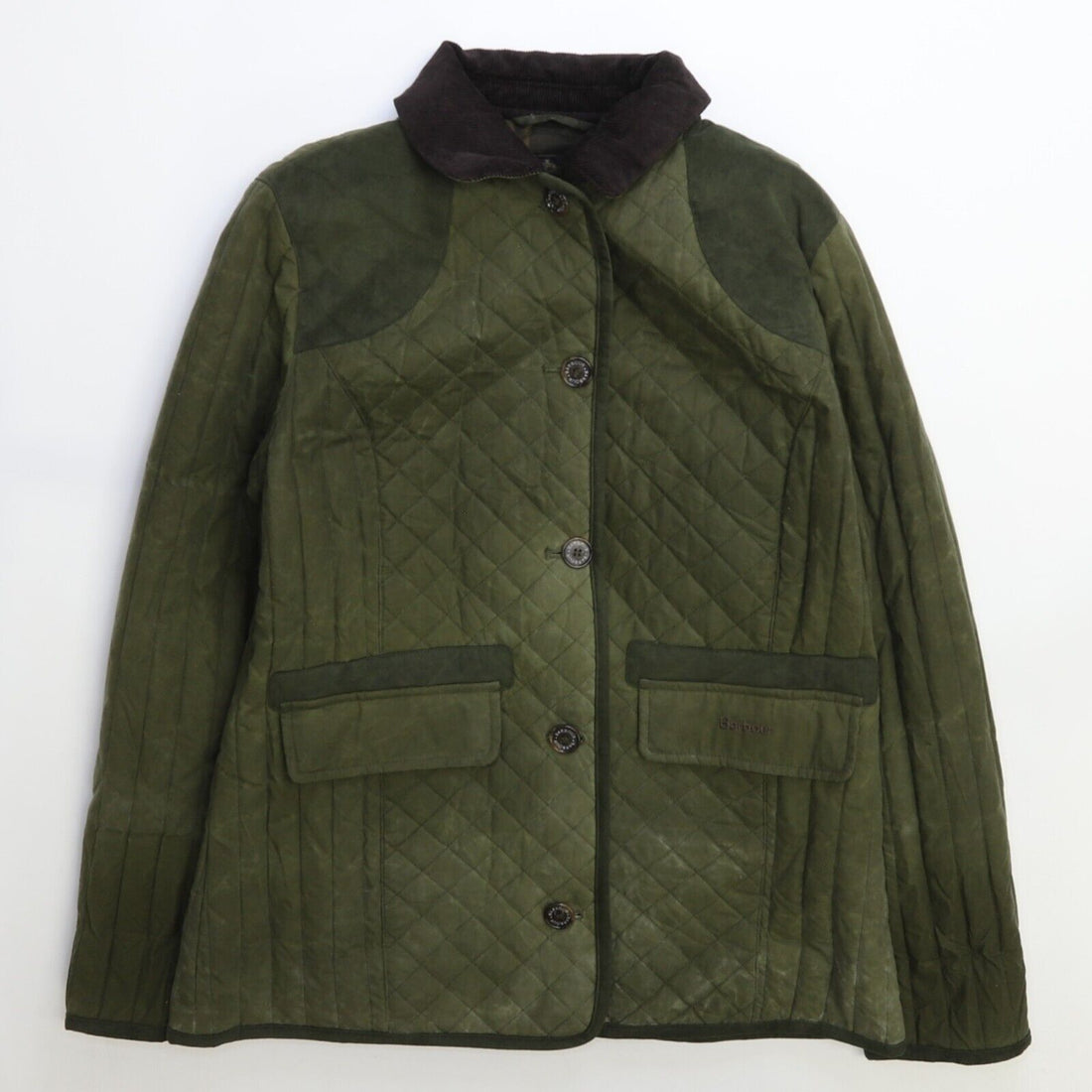 Barbour Dunnock Wax Coat Jacket Womens Size 10 Green Quilted