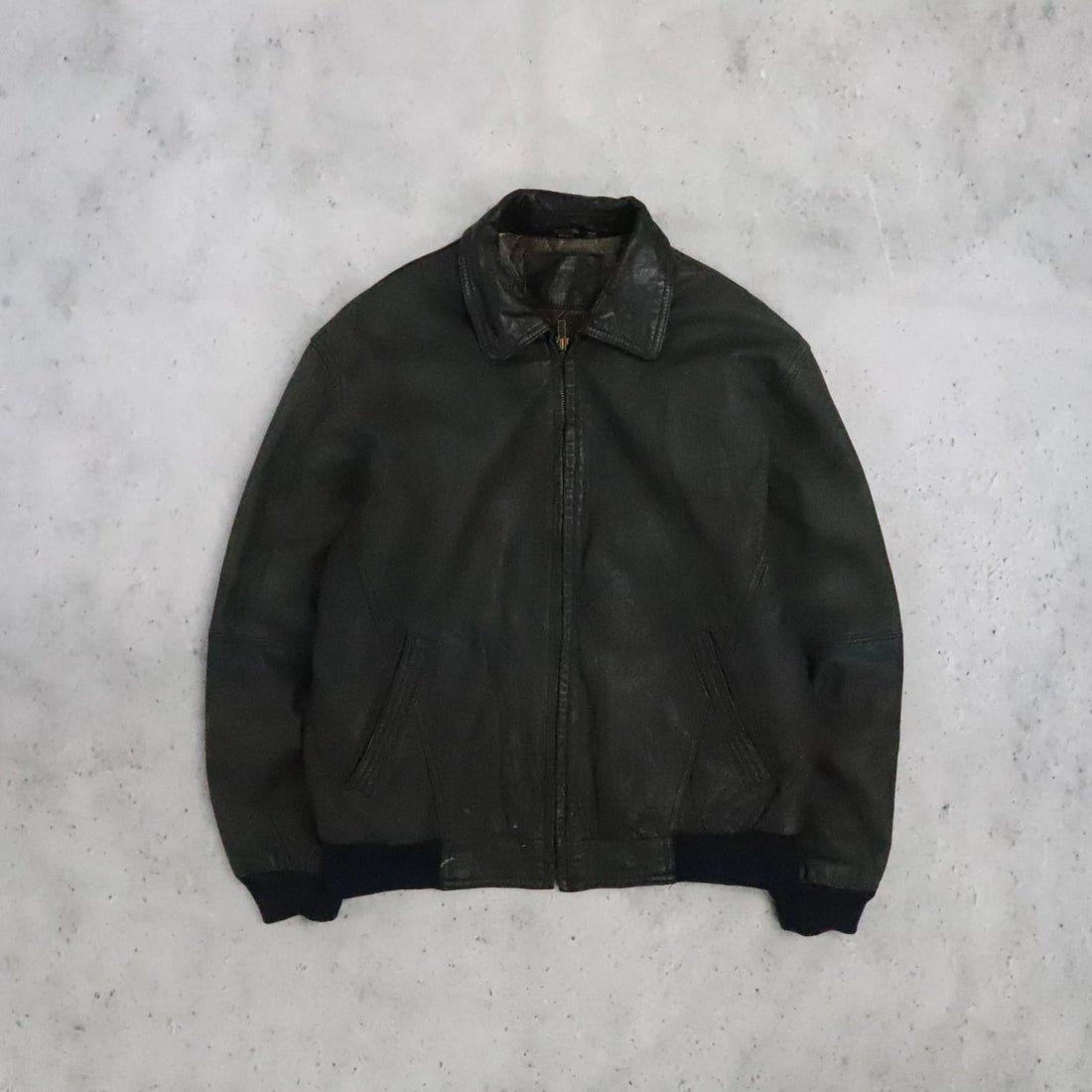 Vintage St. John's Bay Leather Bomber Jacket Size Medium