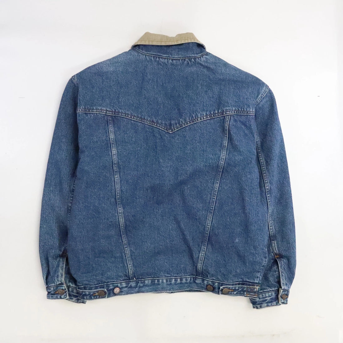 Wrangler Western Denim Trucker Jacket Size Large Blue Plaid Lined